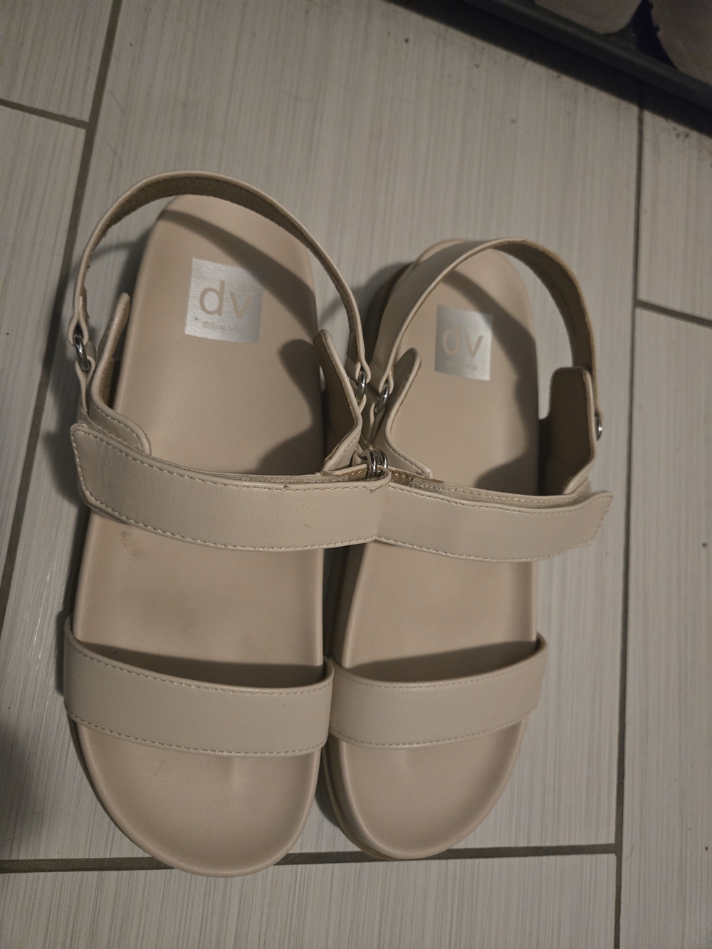 DV by Dolce Vita Nude Beige Two-Strap Slingback Sandals